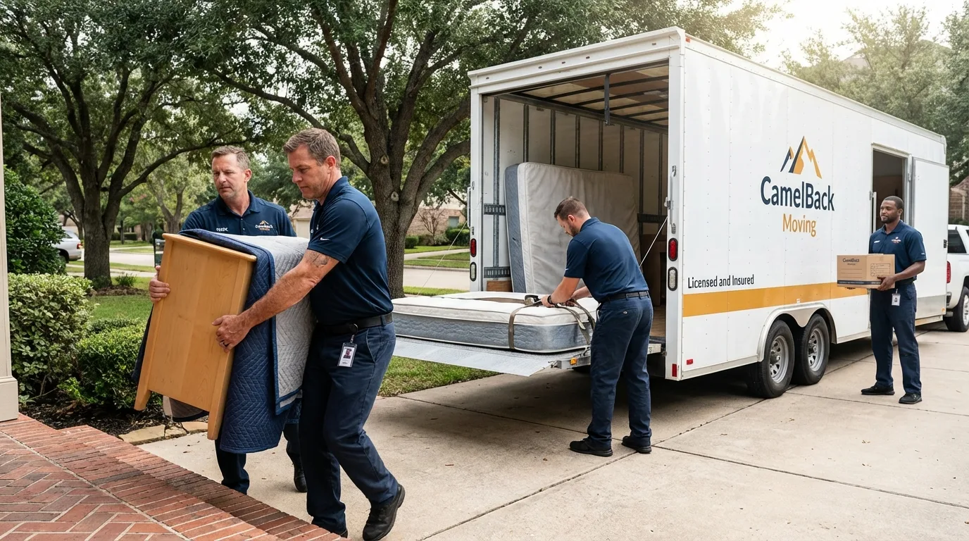 Crew loading residential truck for cross-state move from Avon Lake, OH