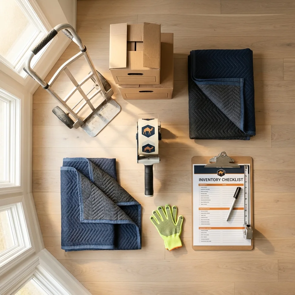Professional moving supplies and packing materials layout for Avon Lake residential relocations